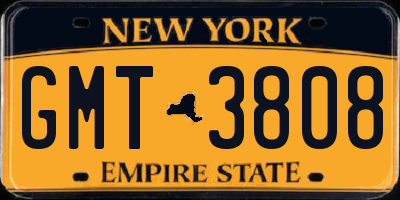 NY license plate GMT3808