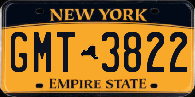 NY license plate GMT3822