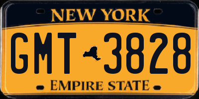 NY license plate GMT3828