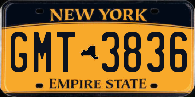 NY license plate GMT3836