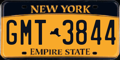 NY license plate GMT3844