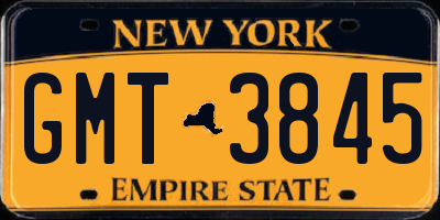 NY license plate GMT3845