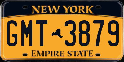 NY license plate GMT3879