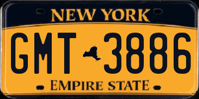 NY license plate GMT3886