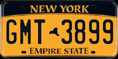 NY license plate GMT3899