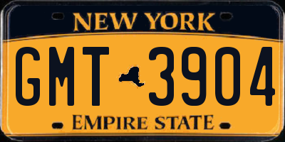 NY license plate GMT3904
