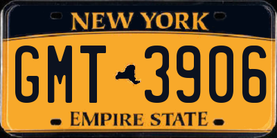 NY license plate GMT3906