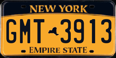 NY license plate GMT3913