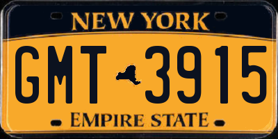 NY license plate GMT3915