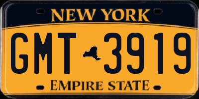 NY license plate GMT3919