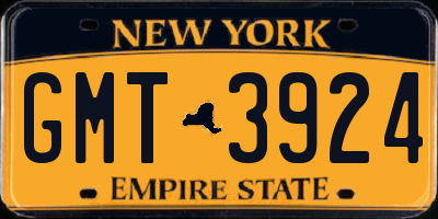 NY license plate GMT3924
