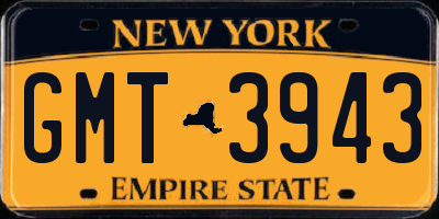 NY license plate GMT3943