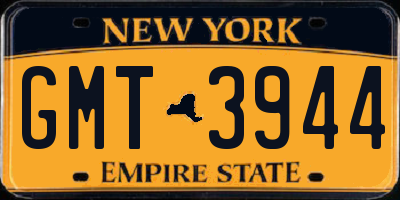 NY license plate GMT3944