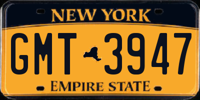 NY license plate GMT3947