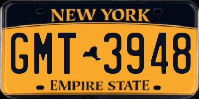 NY license plate GMT3948