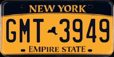 NY license plate GMT3949