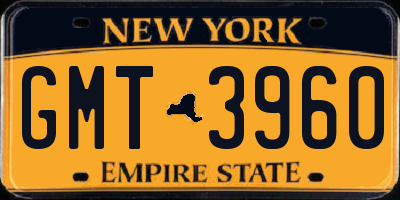 NY license plate GMT3960