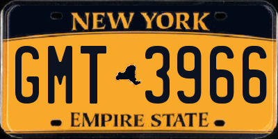 NY license plate GMT3966