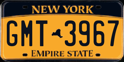 NY license plate GMT3967