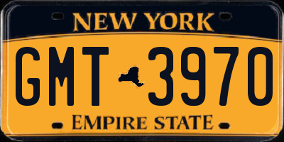 NY license plate GMT3970