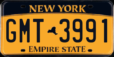 NY license plate GMT3991