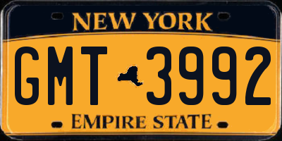 NY license plate GMT3992