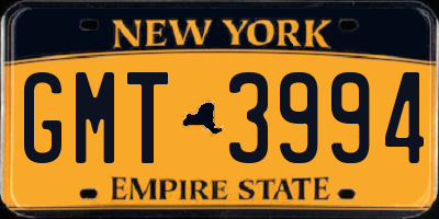 NY license plate GMT3994