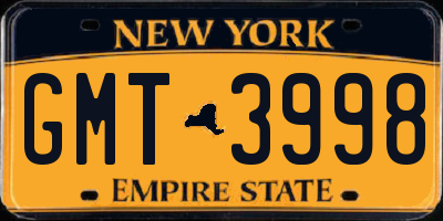 NY license plate GMT3998