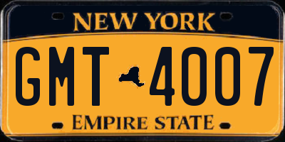 NY license plate GMT4007