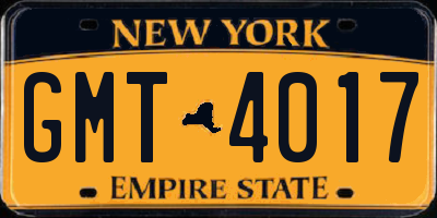 NY license plate GMT4017