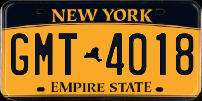 NY license plate GMT4018