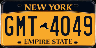 NY license plate GMT4049