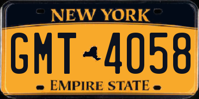 NY license plate GMT4058