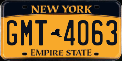 NY license plate GMT4063