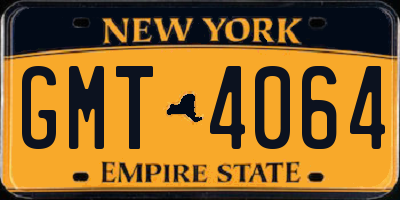 NY license plate GMT4064