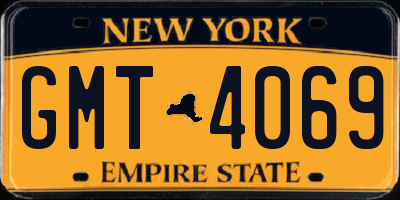 NY license plate GMT4069