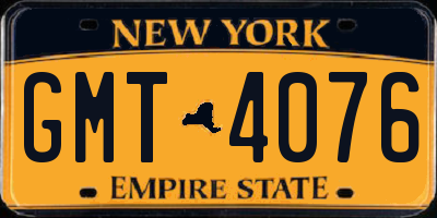 NY license plate GMT4076