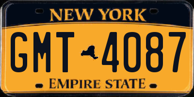 NY license plate GMT4087