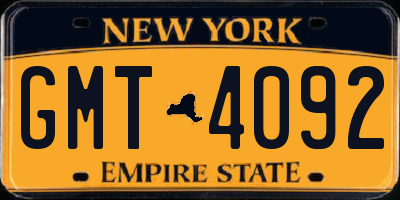 NY license plate GMT4092