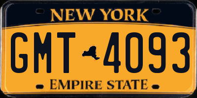 NY license plate GMT4093