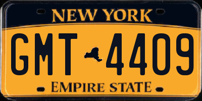 NY license plate GMT4409