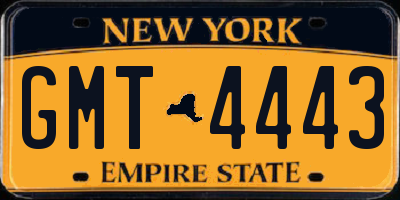 NY license plate GMT4443