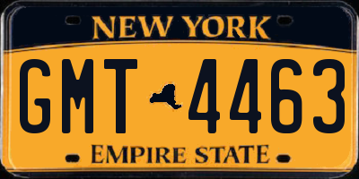 NY license plate GMT4463
