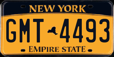 NY license plate GMT4493