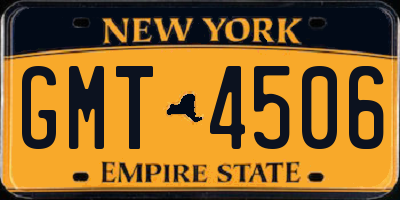 NY license plate GMT4506