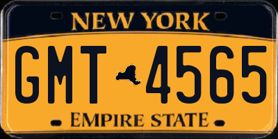 NY license plate GMT4565