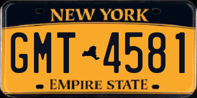 NY license plate GMT4581