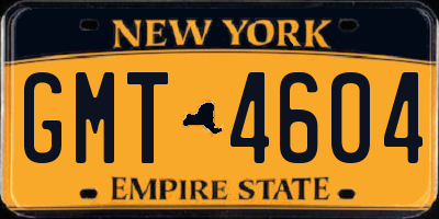 NY license plate GMT4604