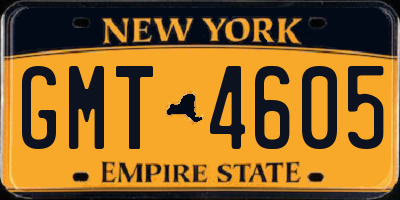 NY license plate GMT4605