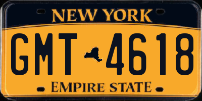 NY license plate GMT4618
